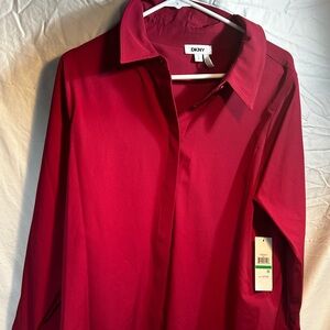 Brand new DKNY Rich Red long sleeve blouse women’s size large Valentine’s Day